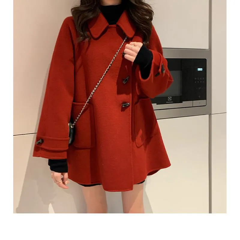 Thickened Thigh-Length Wool Blend Coat