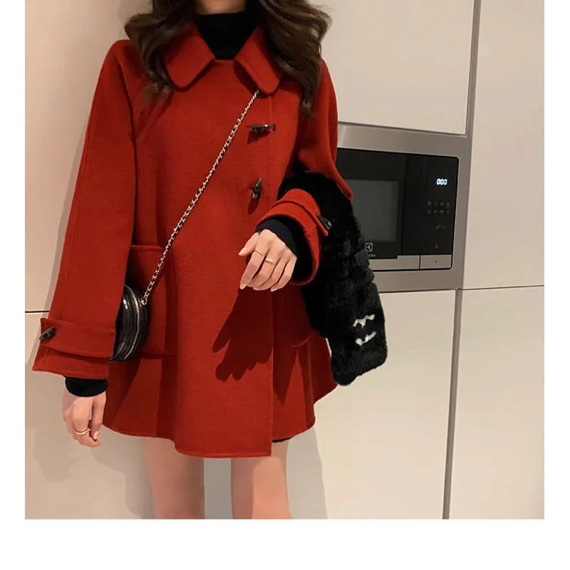 Thickened Thigh-Length Wool Blend Coat