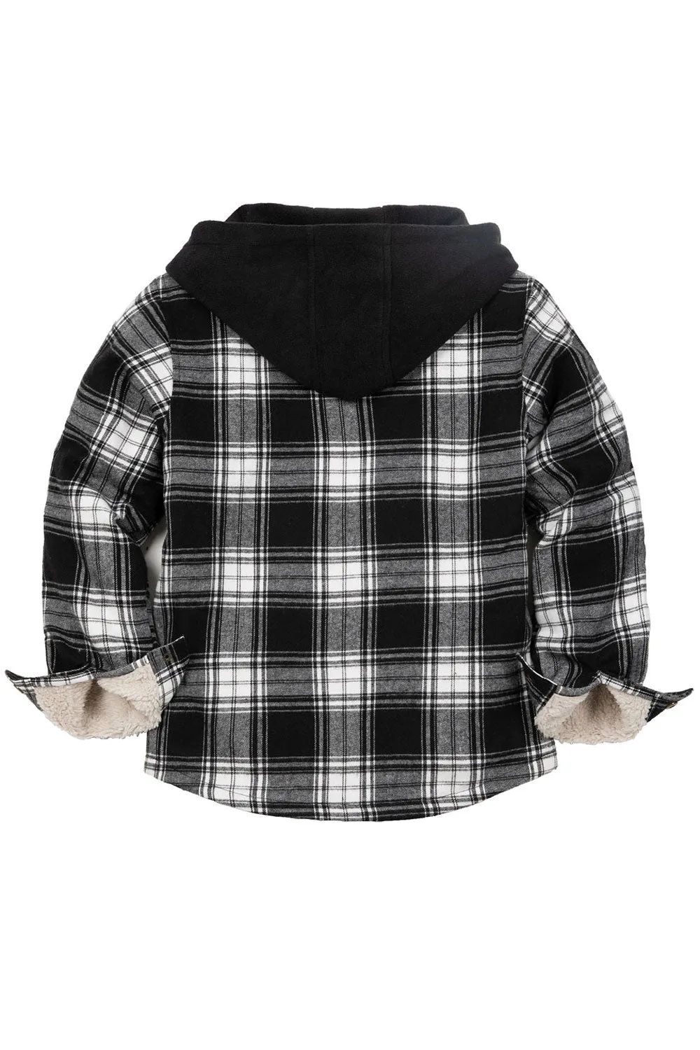 Toddler Boys and Girls Sherpa-Lined Snap Flannel Shirt,Hooded Plaid