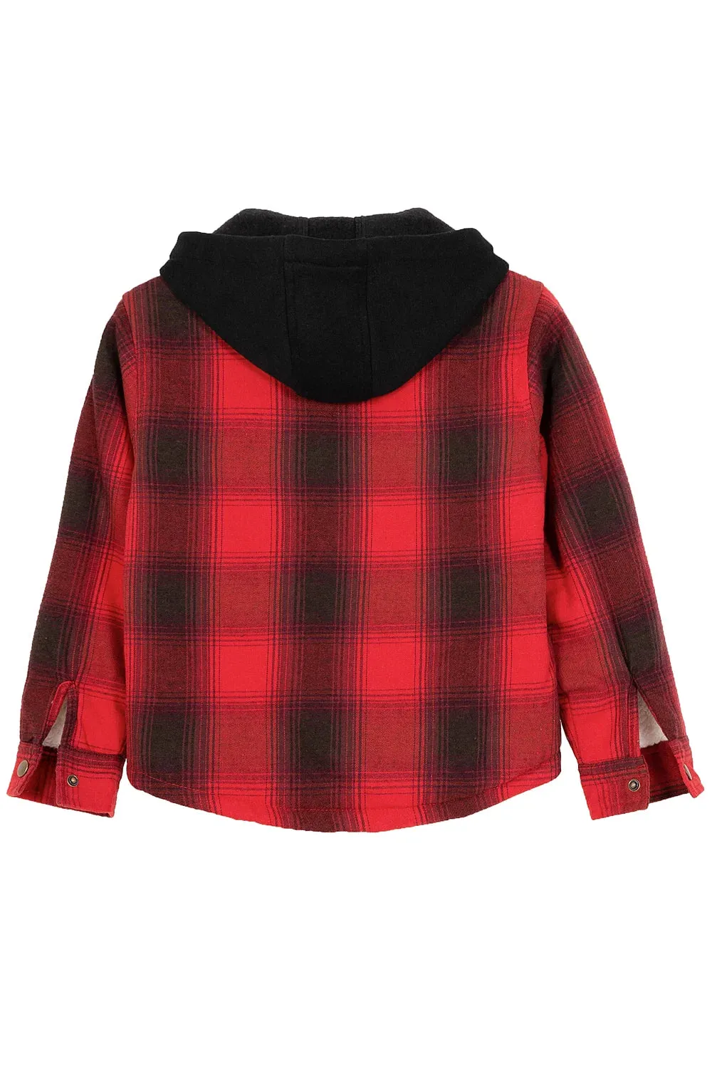 Toddler Boys and Girls Sherpa-Lined Snap Flannel Shirt,Hooded Plaid