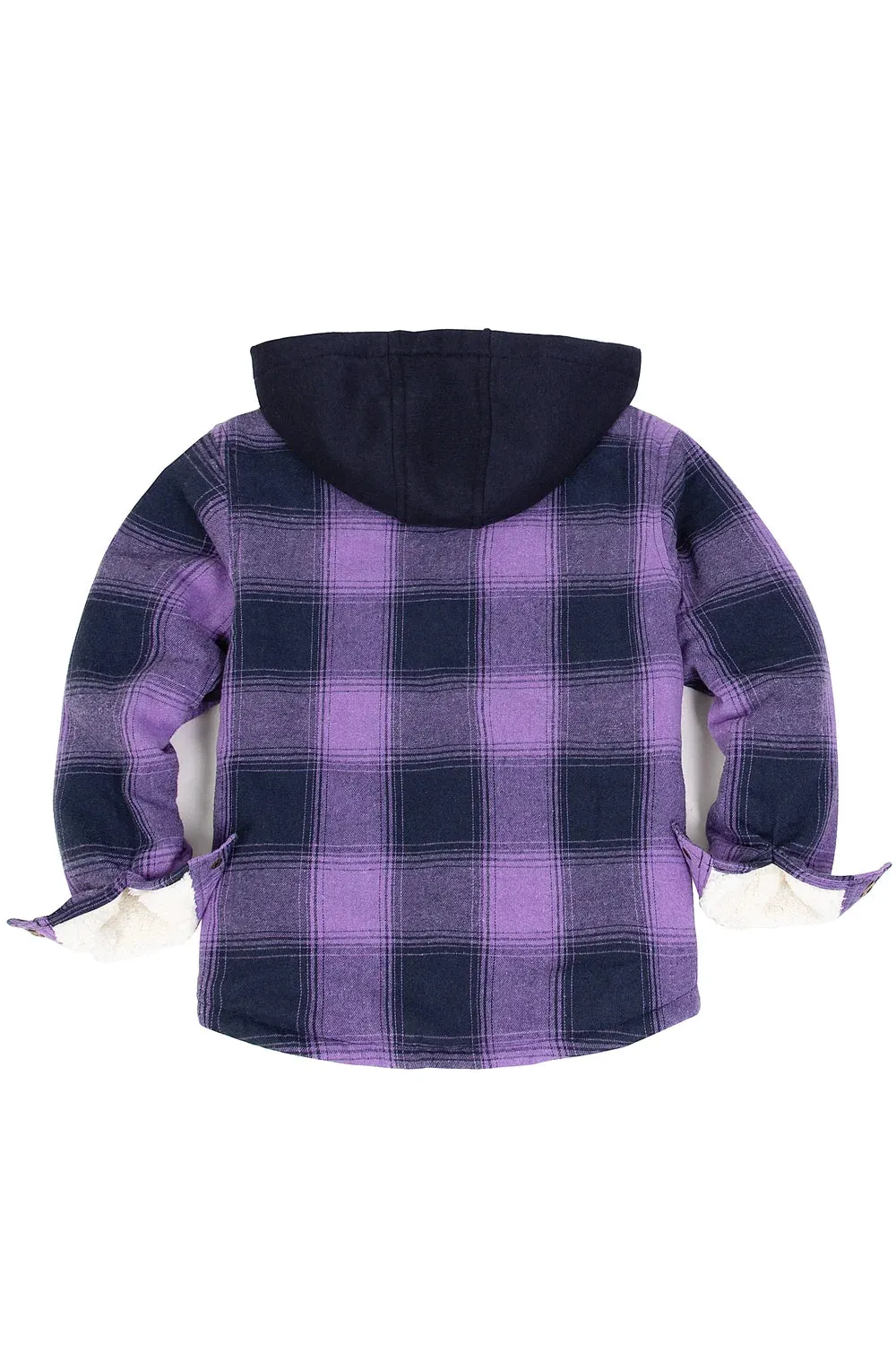 Toddler Boys and Girls Sherpa-Lined Snap Flannel Shirt,Hooded Plaid