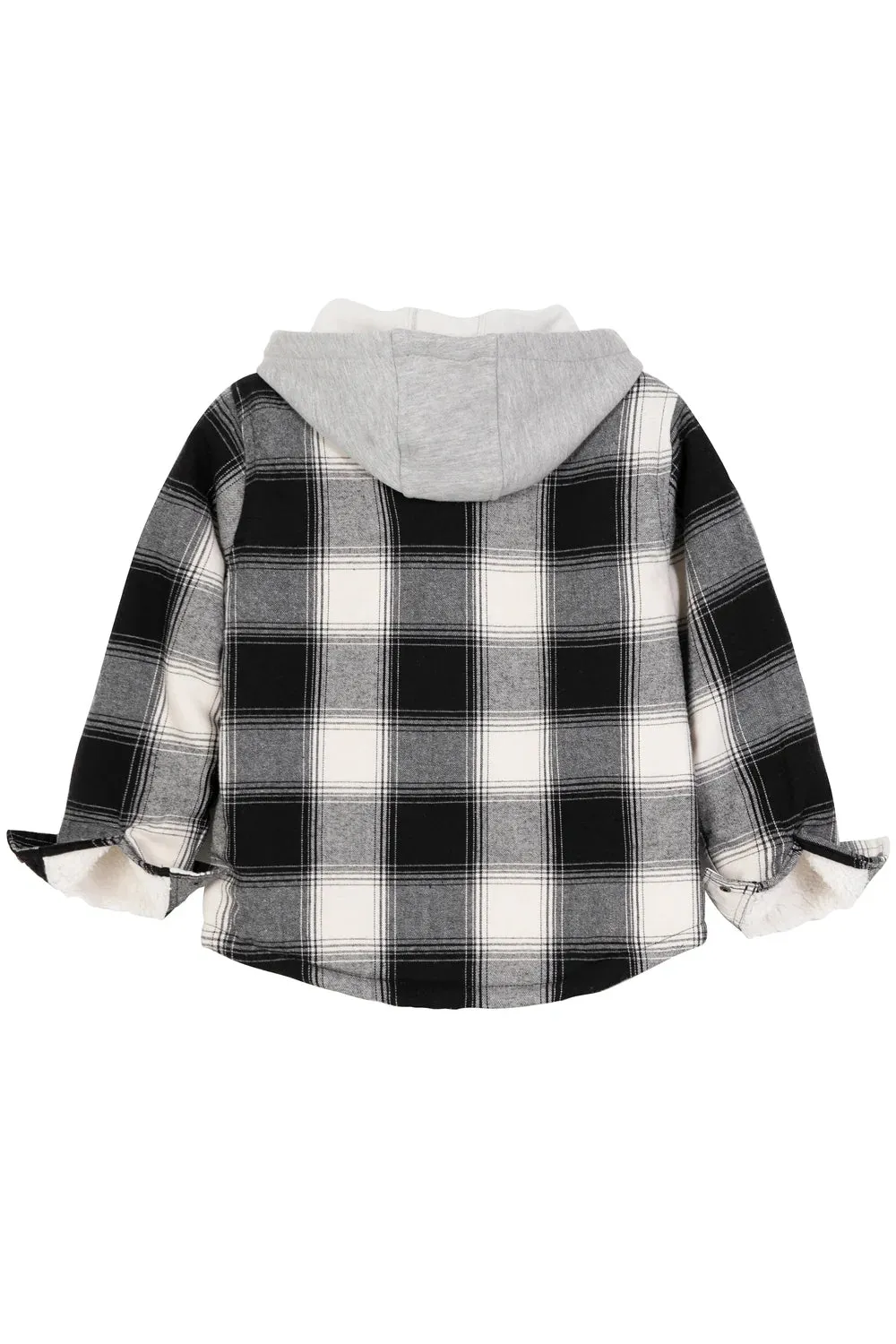 Toddler Boys and Girls Sherpa-Lined Snap Flannel Shirt,Hooded Plaid