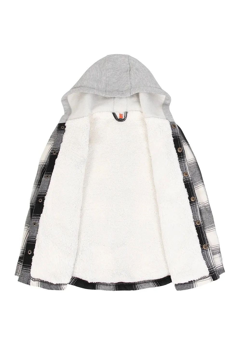 Toddler Boys and Girls Sherpa-Lined Snap Flannel Shirt,Hooded Plaid