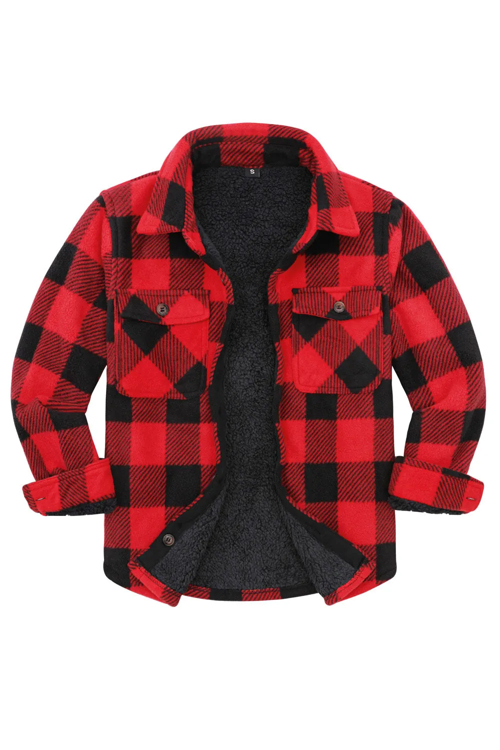 Toddler Sherpa Lined Plaid Fleece Button Down Shirt Jacket