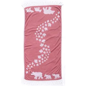 Turkish Cotton Body Towel | Bears in red and white