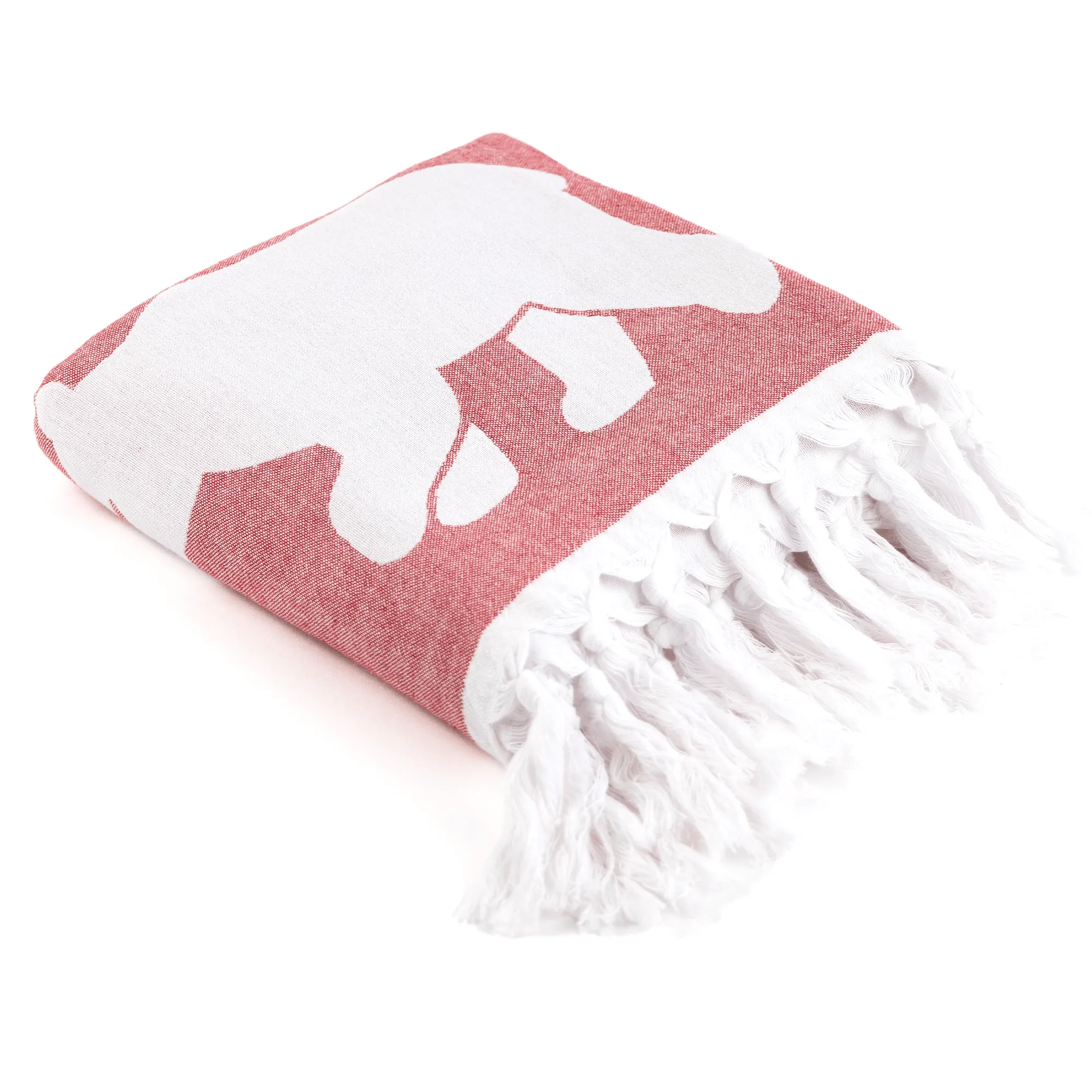 Turkish Cotton Body Towel | Bears in red and white