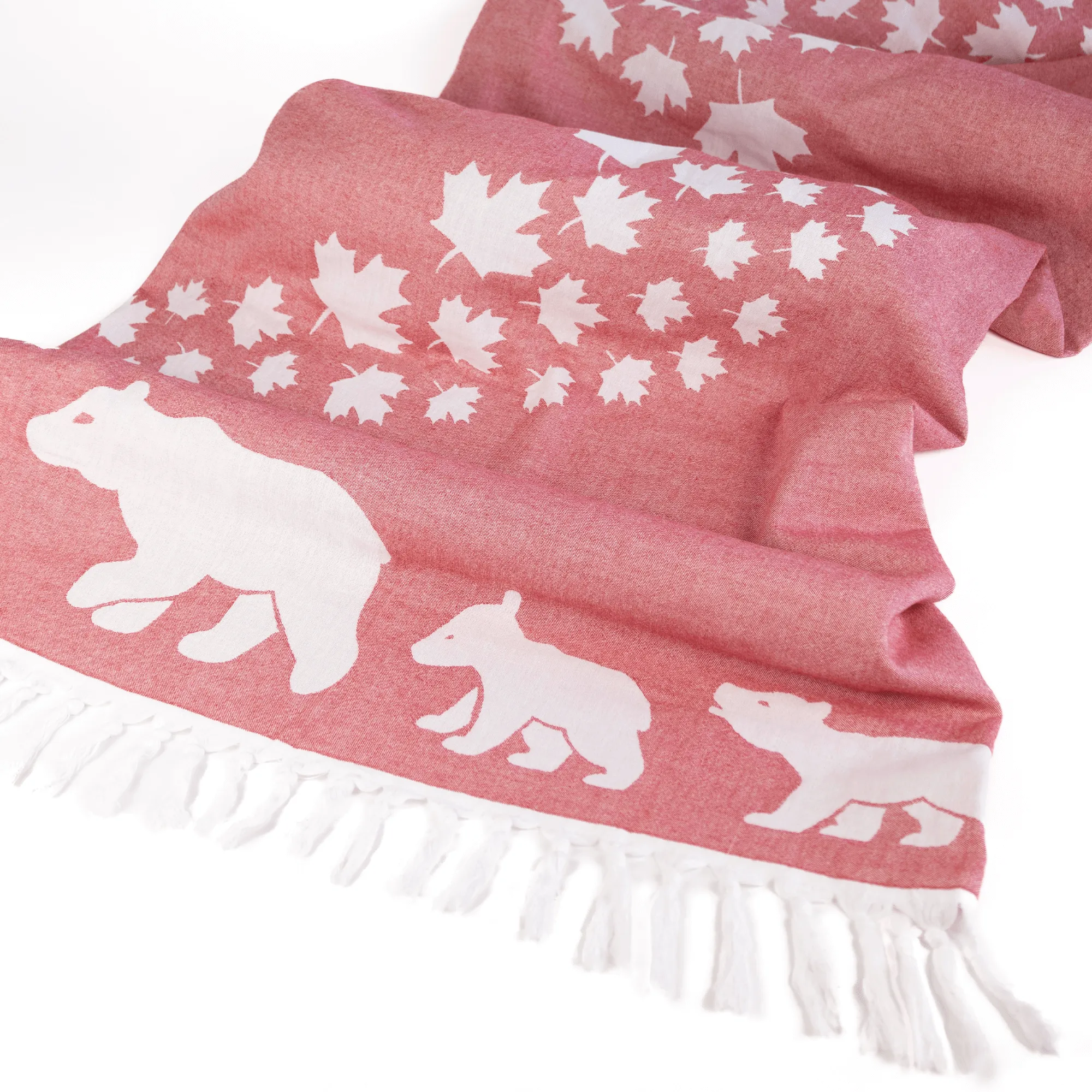 Turkish Cotton Body Towel | Bears in red and white