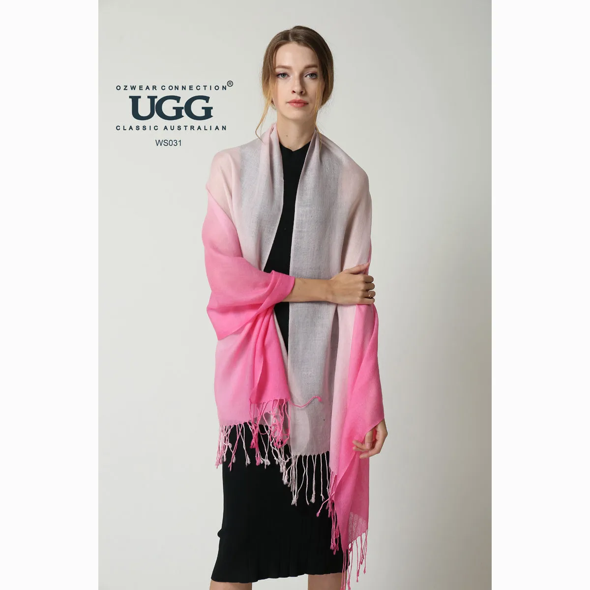 Ugg 100% Merino Wool Tie Dye Scarf Pink and Rose