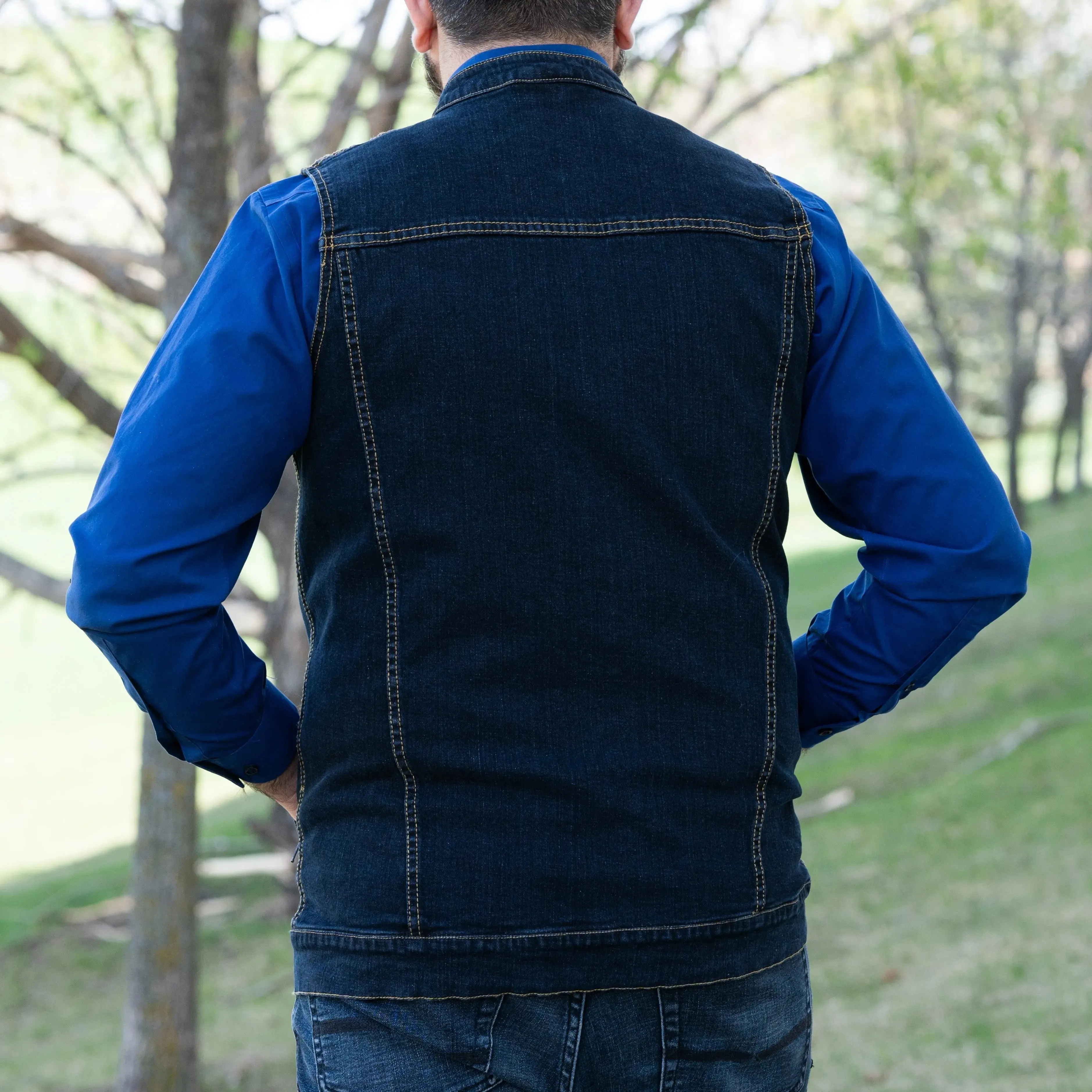 Versatile Denim Vest with Hoodie