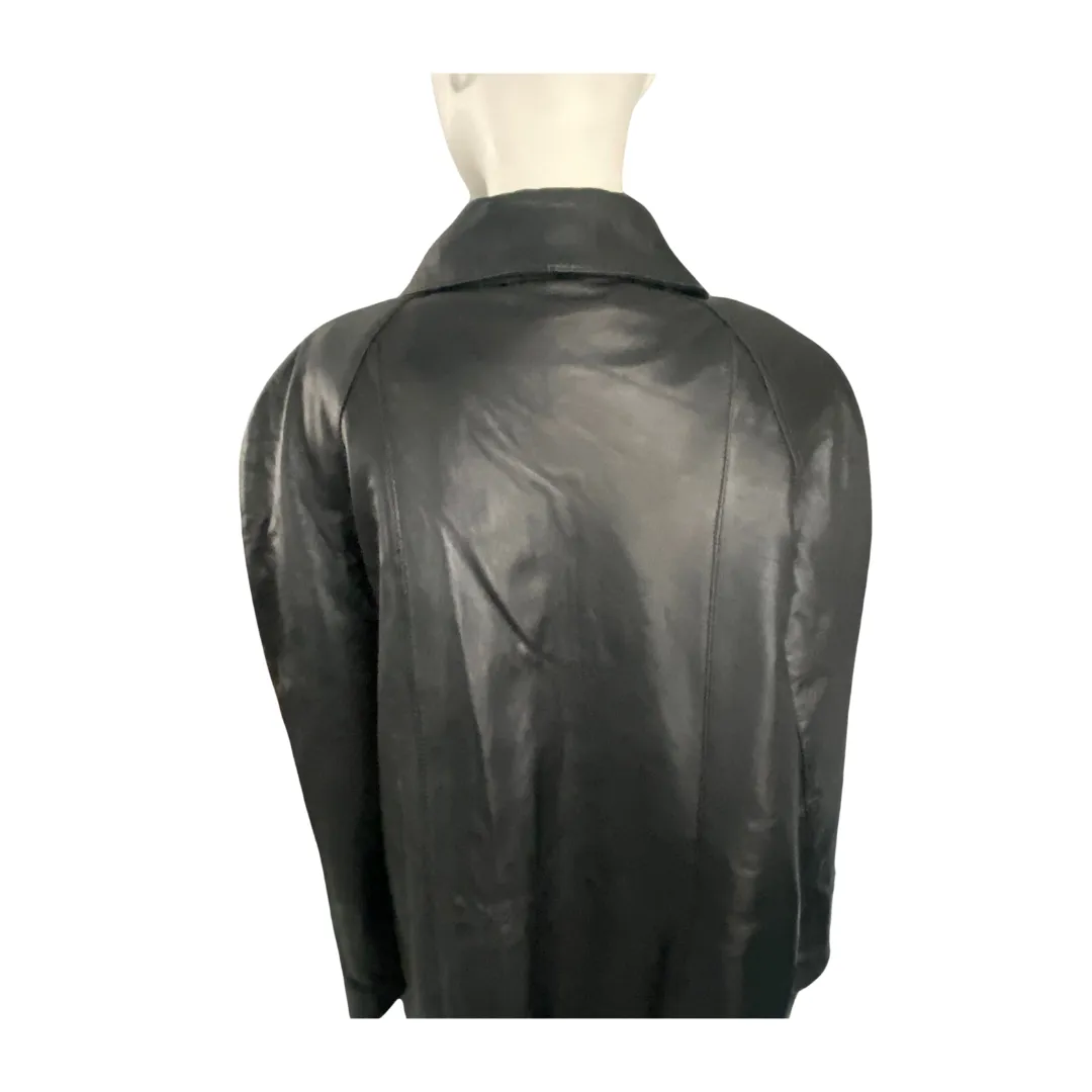 Vintage Faux Leather Mac Coat Black SIZE XL