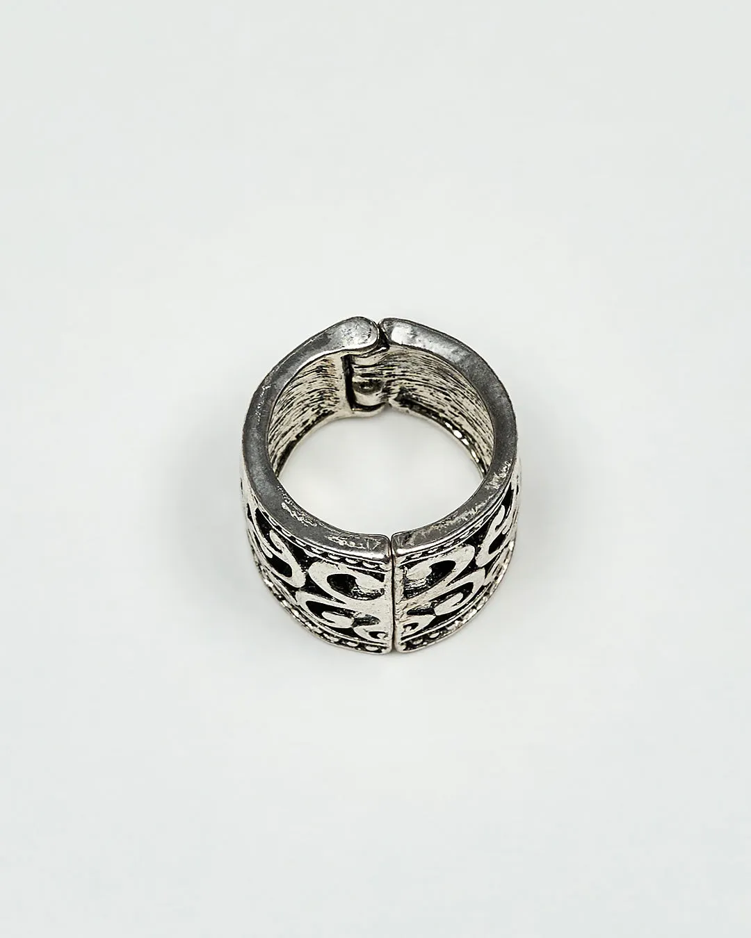 VINTAGE MAGNET Filigree Scarf Charm Ring Antique Silver