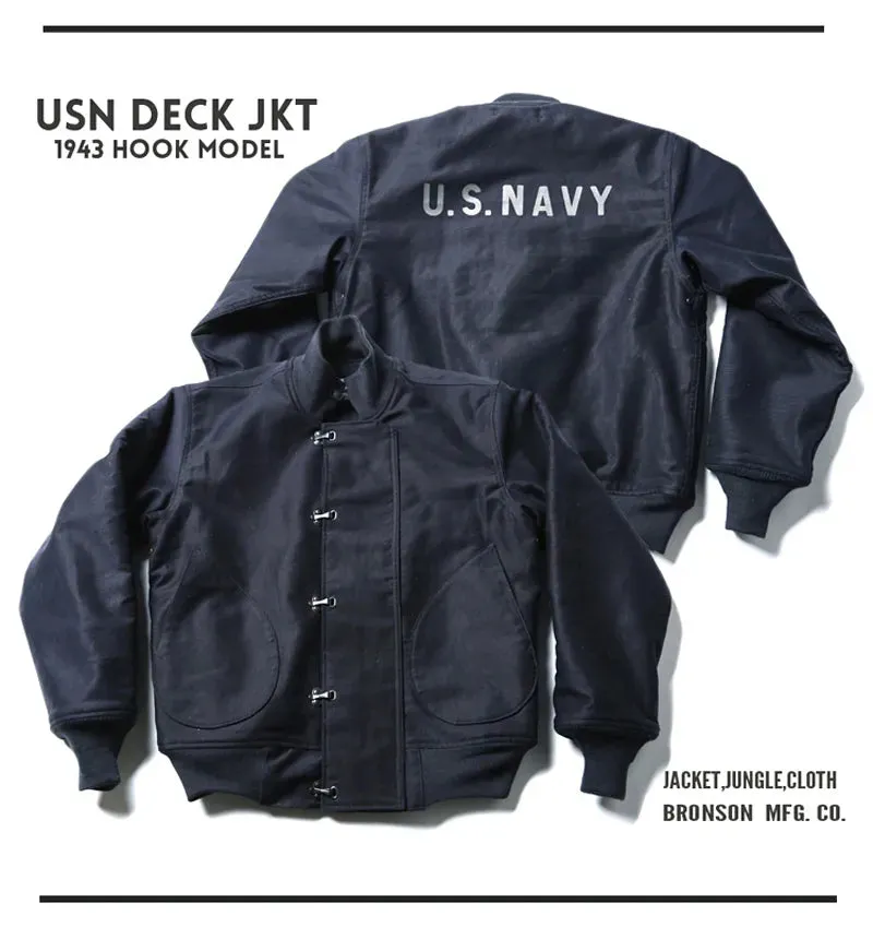 Vintage Navy Deck Hook Jacket with Rib Sleeve