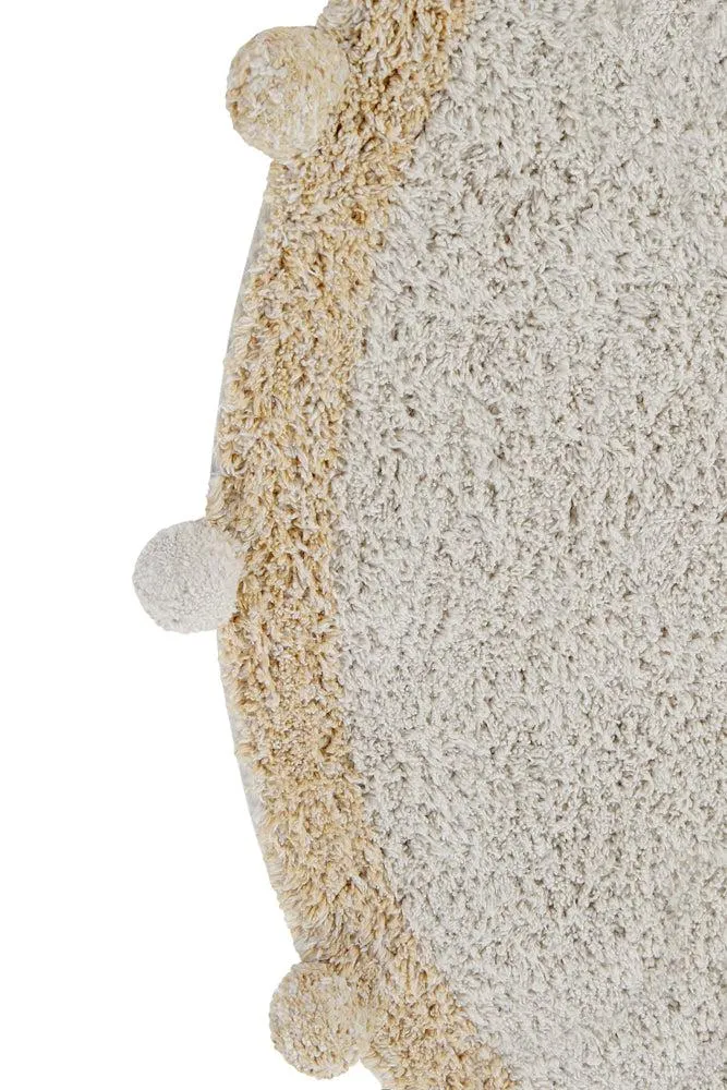 WASHABLE ROUND RUG BUBBLY NATURAL - HONEY