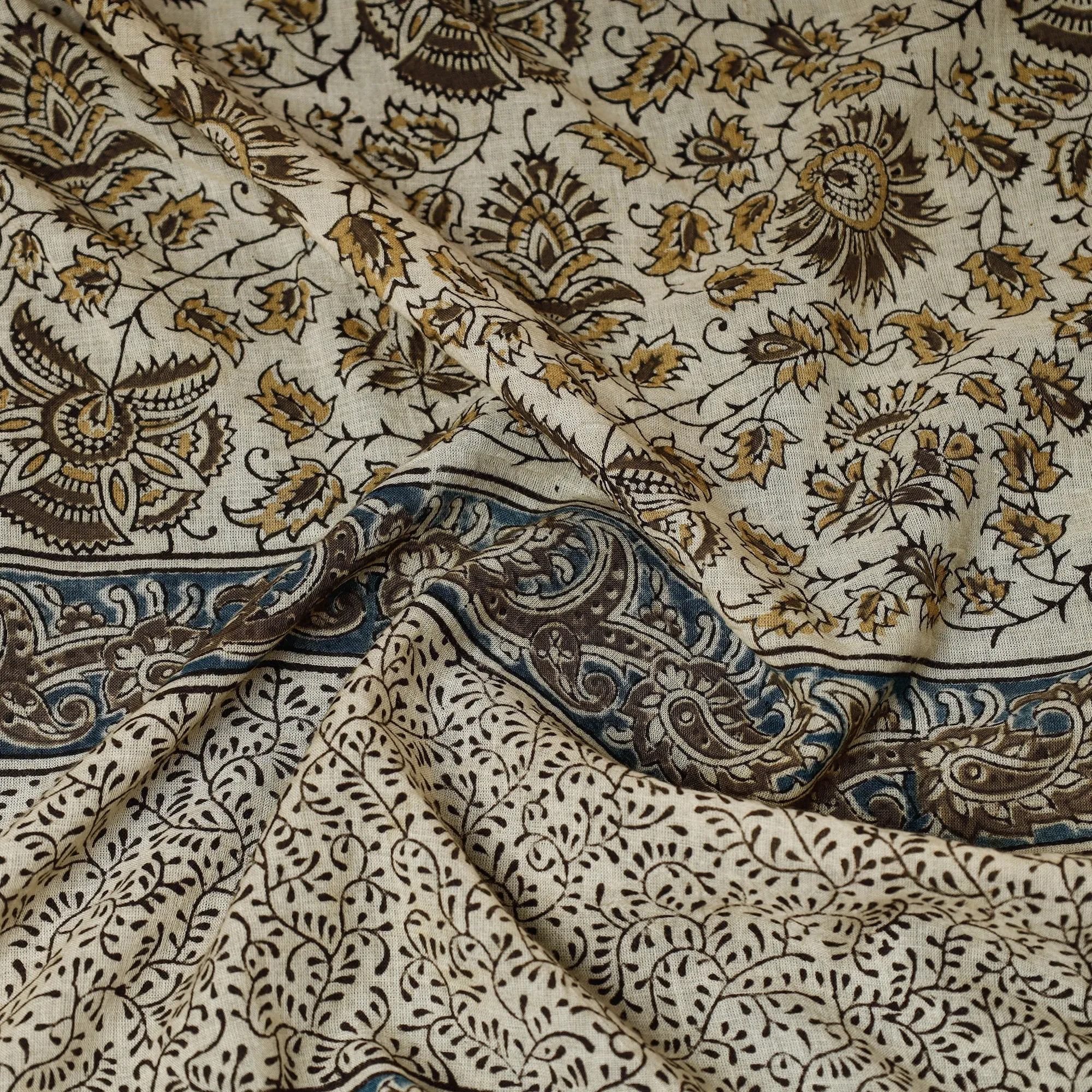 White - Original Pedana Kalamkari Block Printed Cotton Scarf