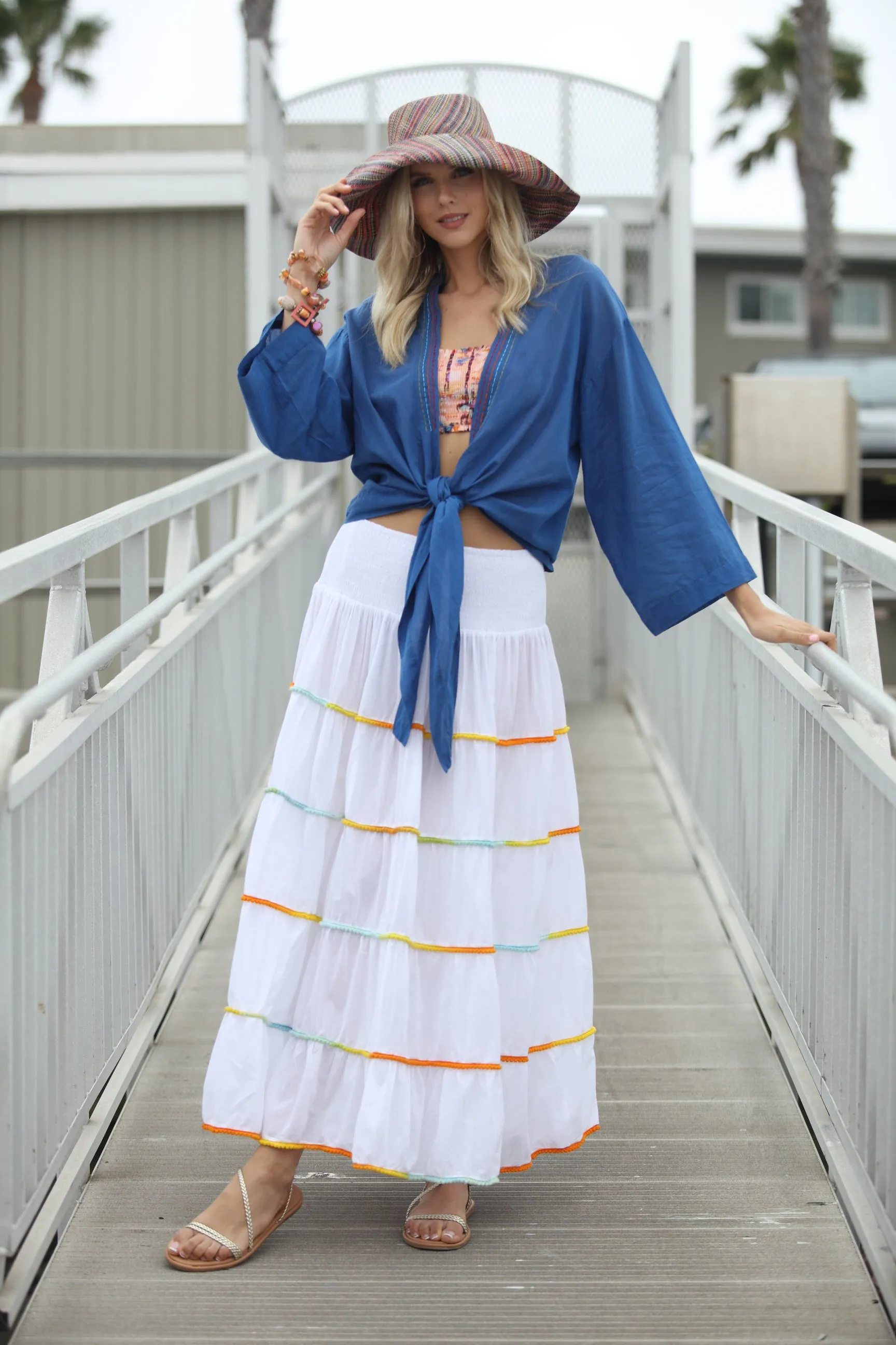 White Rainbow Cord KikiSol Maxi Skirt