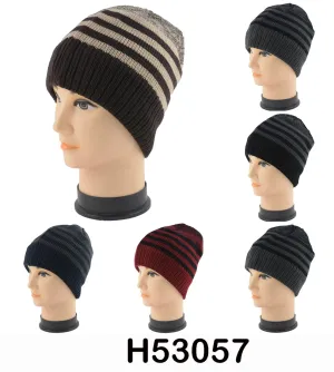 Wholesale Knit Stripe Beanie Hats H53057