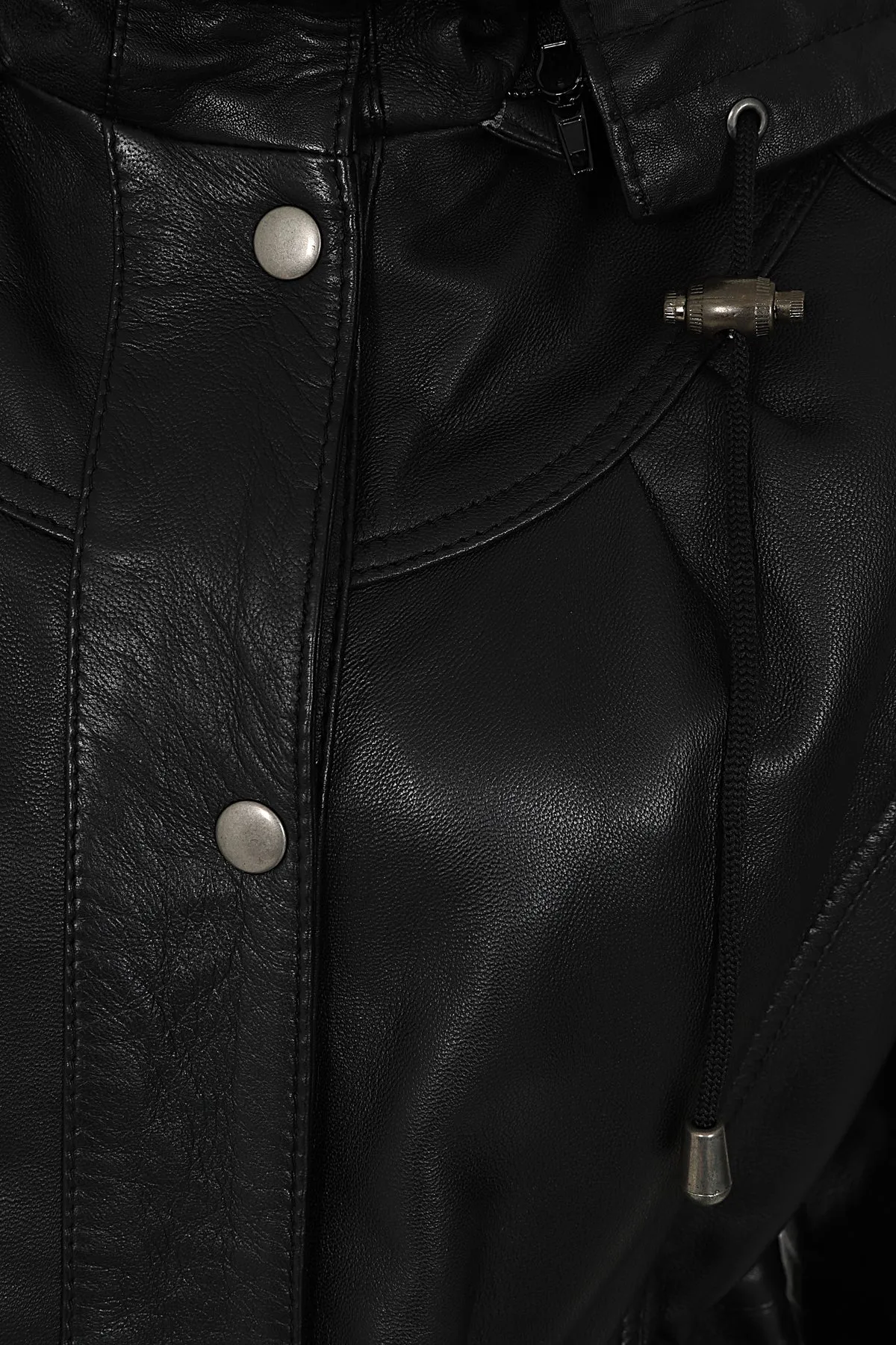 Women's ¾ Length Black Leather Duffle Coat - 'BECKY'