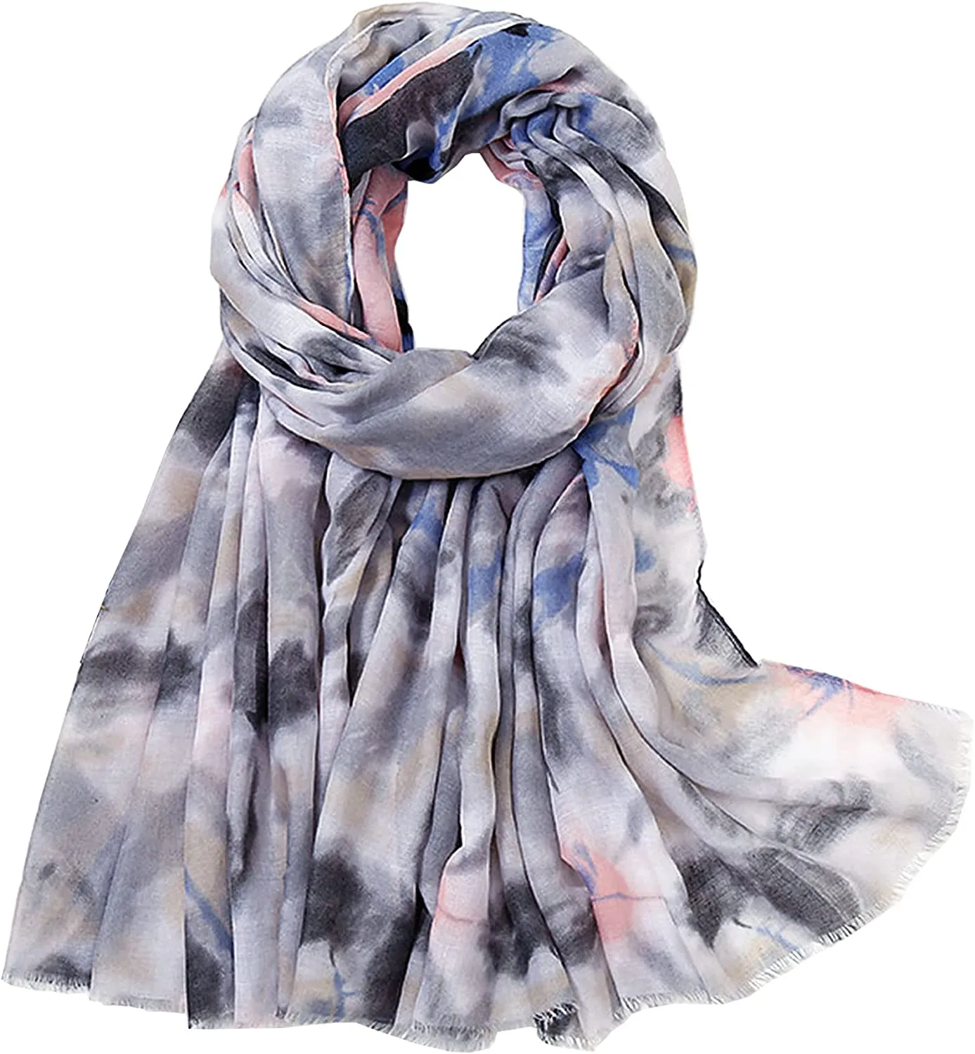 Womens Scarves Lightweight - Soft Cotton Scarf Long Floral Print