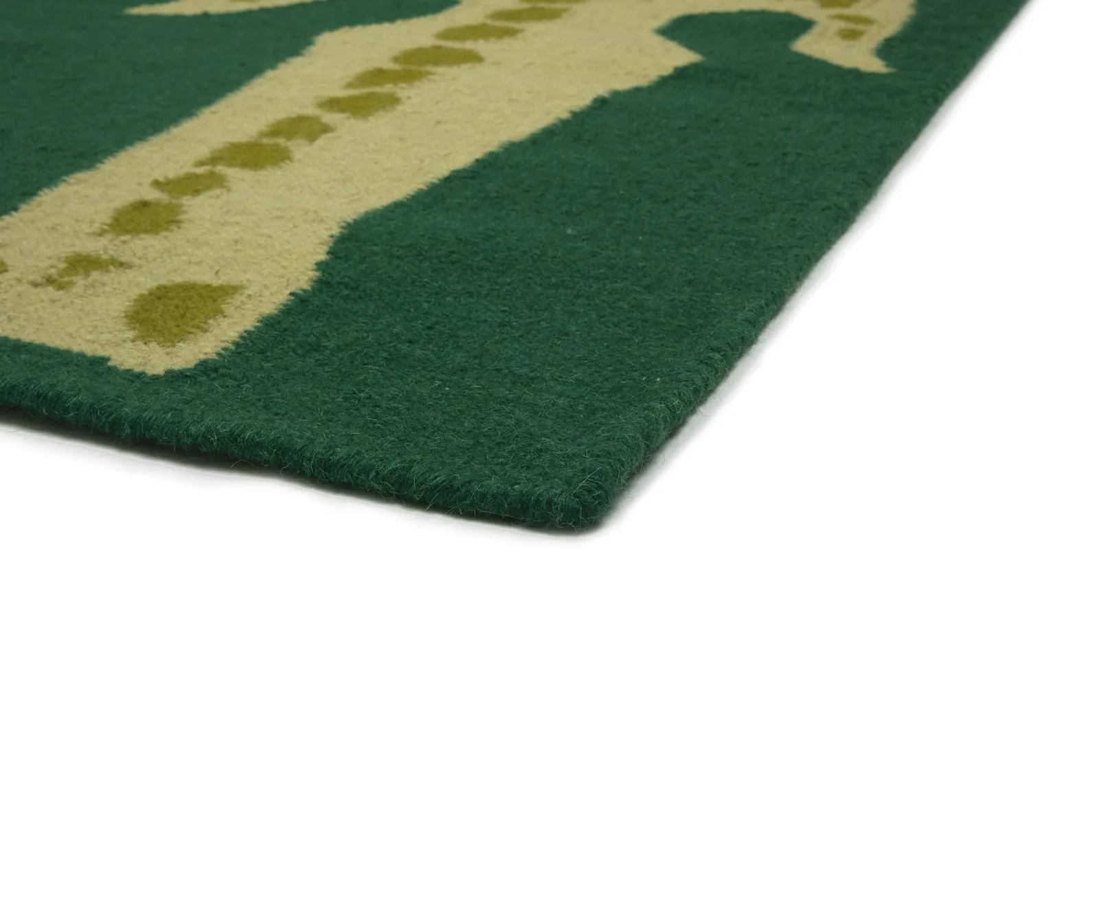 Wool Flat Weave Crocodile Runner - Dark Emerald