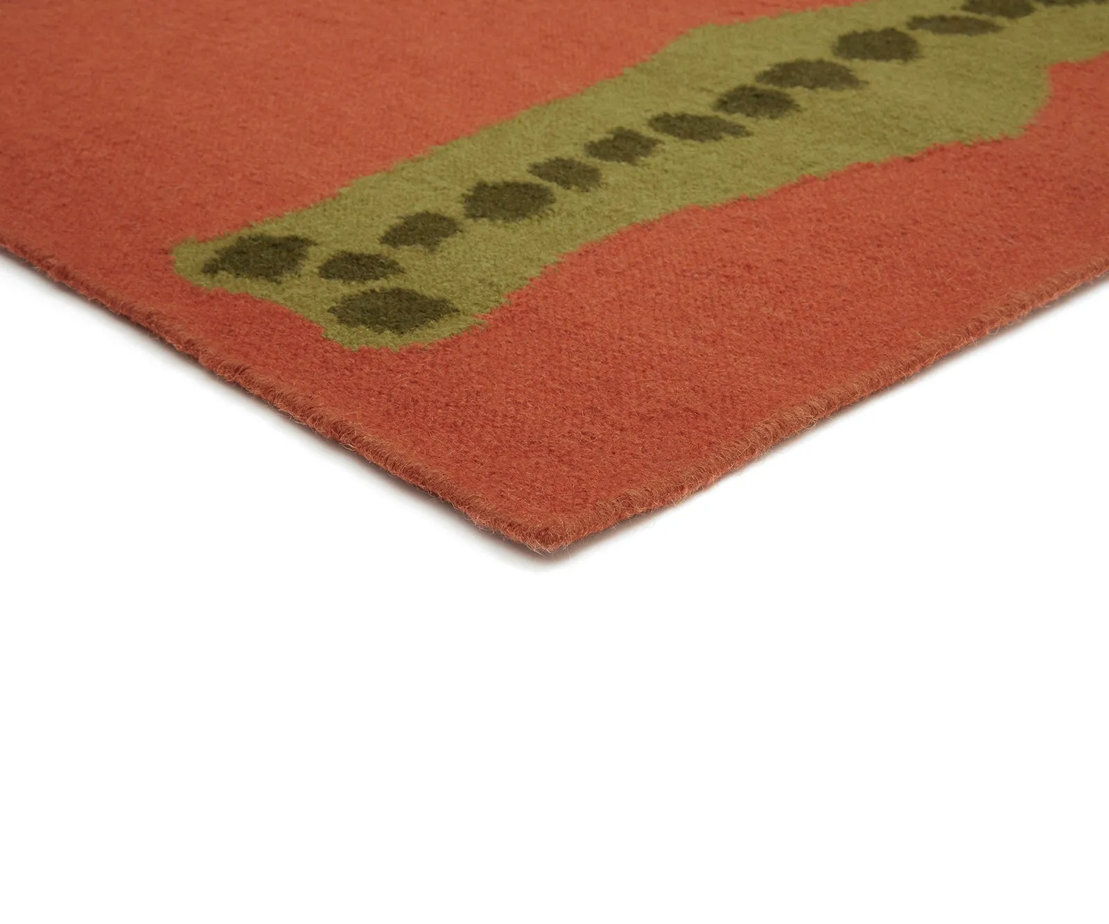 Wool Flat Weave Crocodile Runner - Tomato