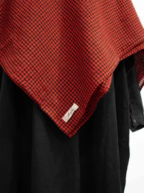 Wool Linen Gingham Stole - Red x Black