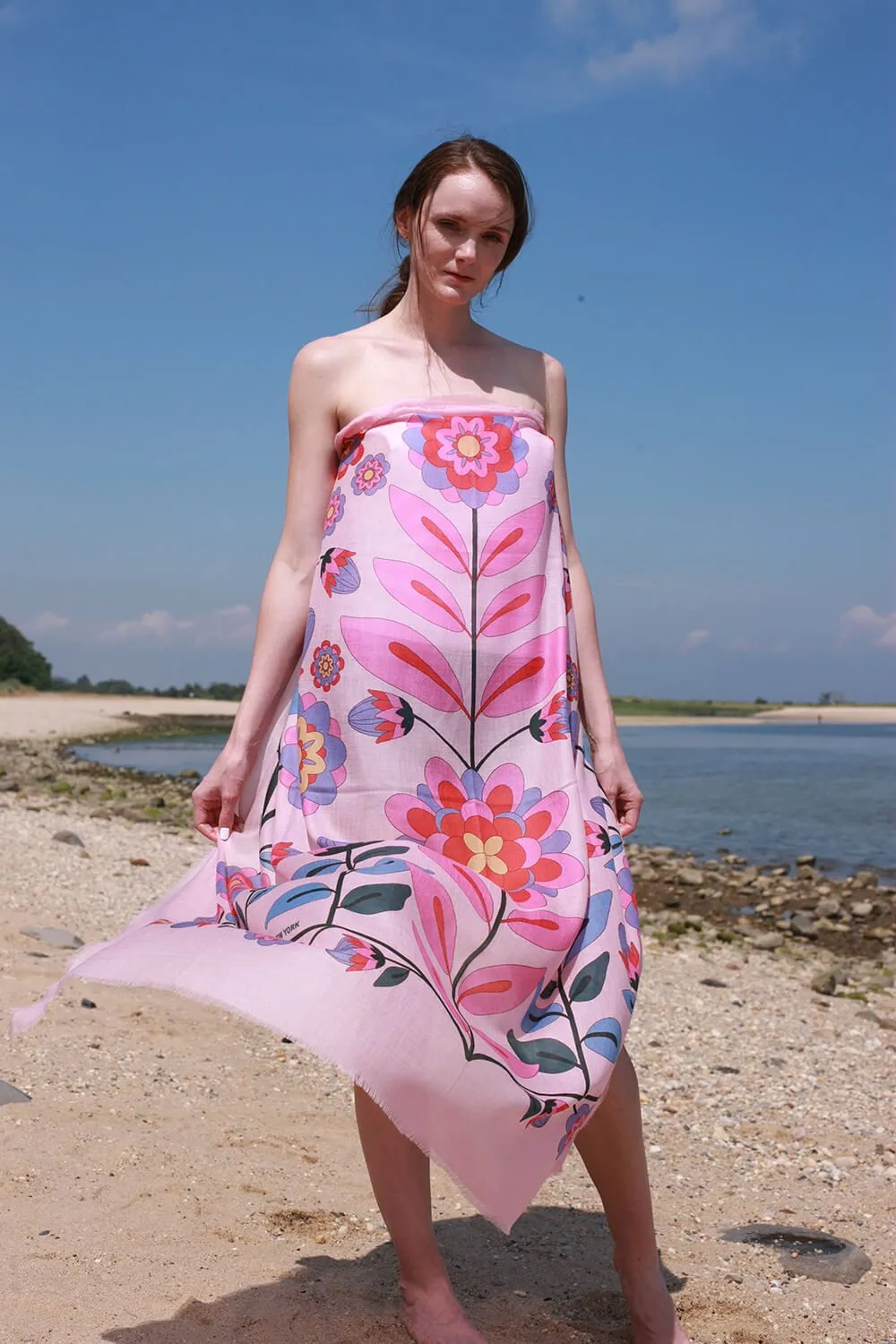 Wool Shawl Of Pink Garden