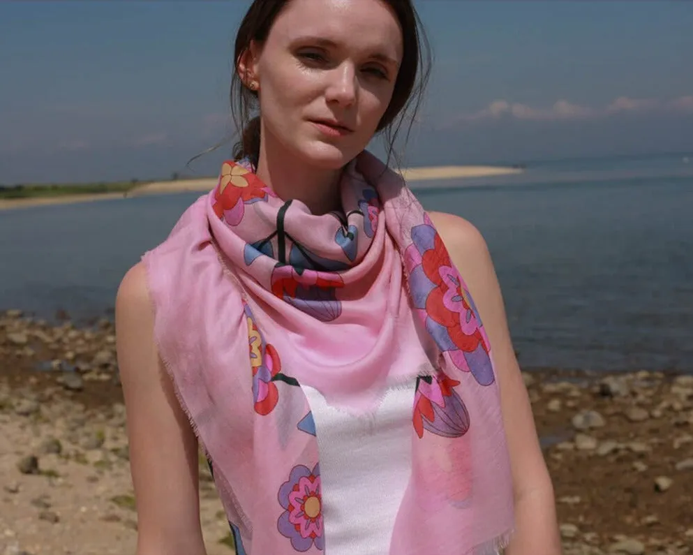 Wool Shawl Of Pink Garden