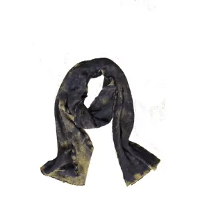 Wool Stitched Hide Wrap Scarf Black