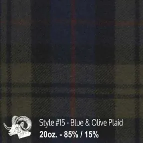 Wool Swatch - 15 - Blue & Olive Plaid